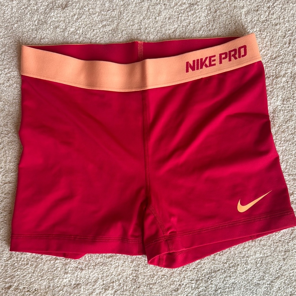 Nike Pro Dri Fit Red/Hot Pink &Orange Shorts Size M